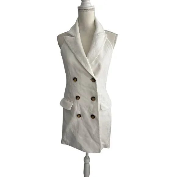 VERONICA BEARD White Halter Button Blazer Dress Size 6 - Picture 2 of 7